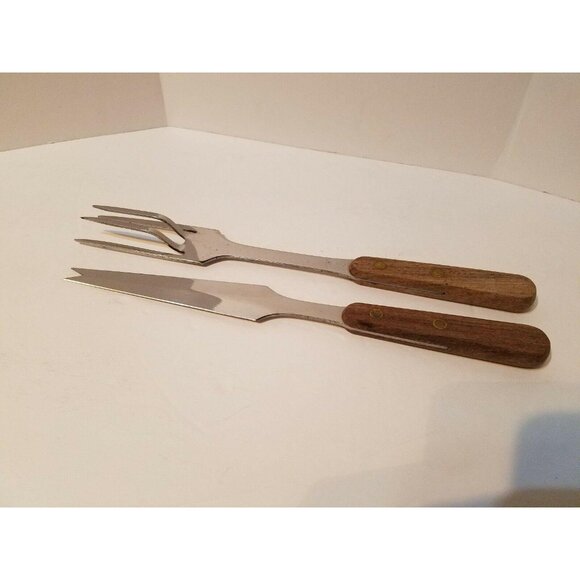 Vintage Warco Schwans Set of 2 Carving Knife Meat Fork Stainless Steel - Picture 5 of 8